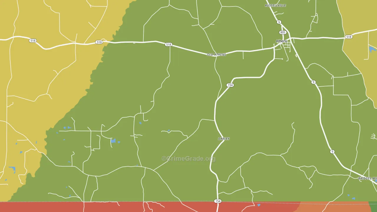 Old Athens, LA Map of Theft Rates