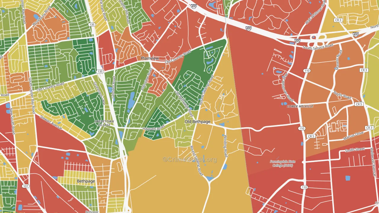 Old Bethpage, NY Map of Theft Rates