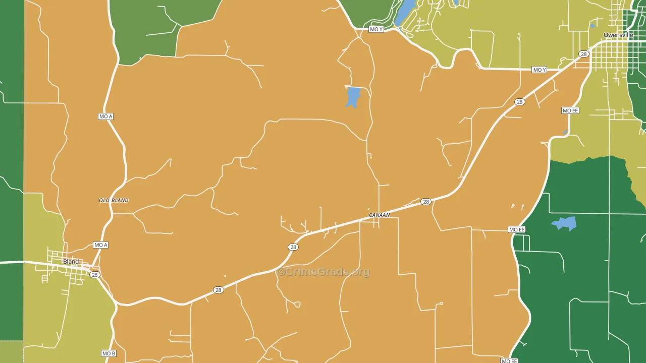 Old Bland, MO Map of Theft Rates