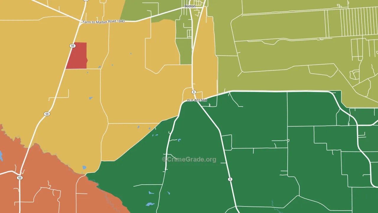 Old Boston, TX Map of Theft Rates