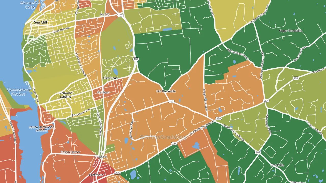 Old Brookville, NY Map of Theft Rates