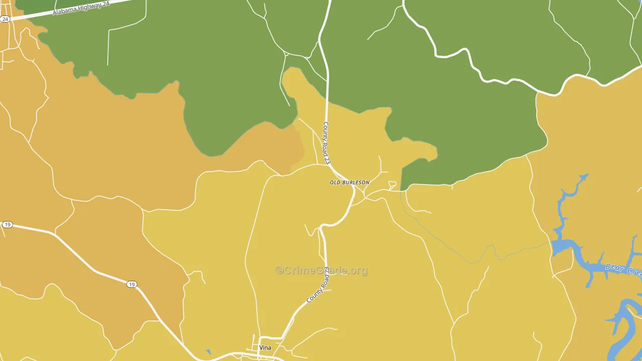 Old Burleson, AL Map of Theft Rates