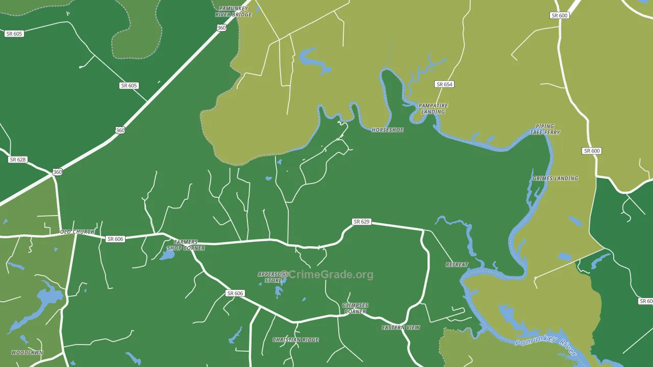Old Church, VA Map of Theft Rates