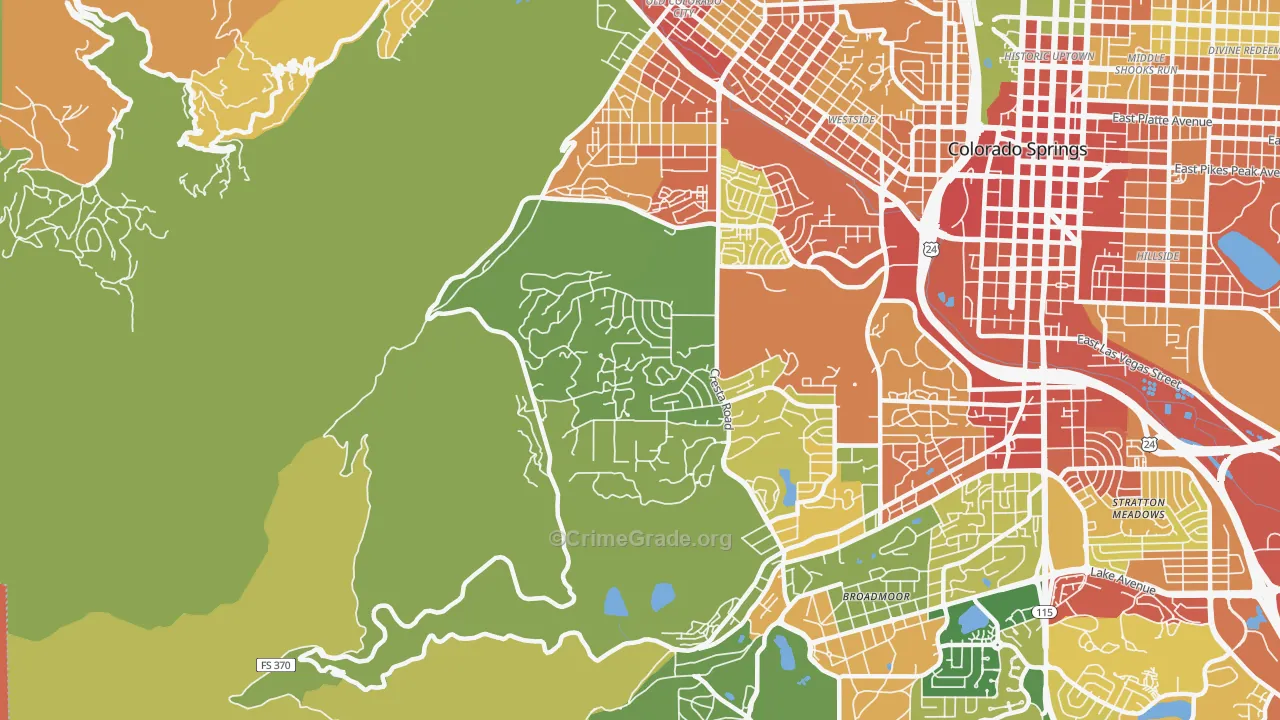 Old Colorado City, Colorado Springs, CO Map of Theft Rates