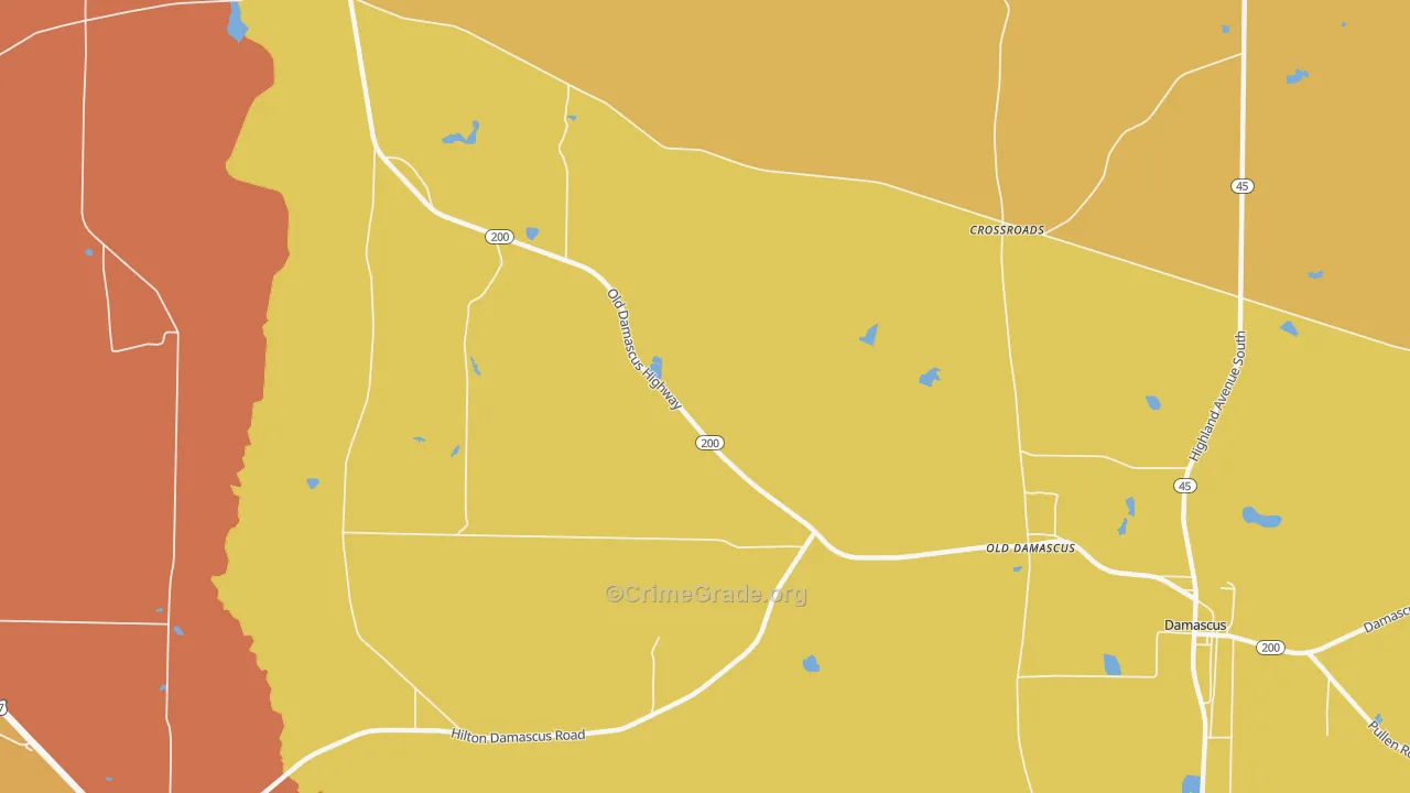 Old Damascus, GA Map of Theft Rates