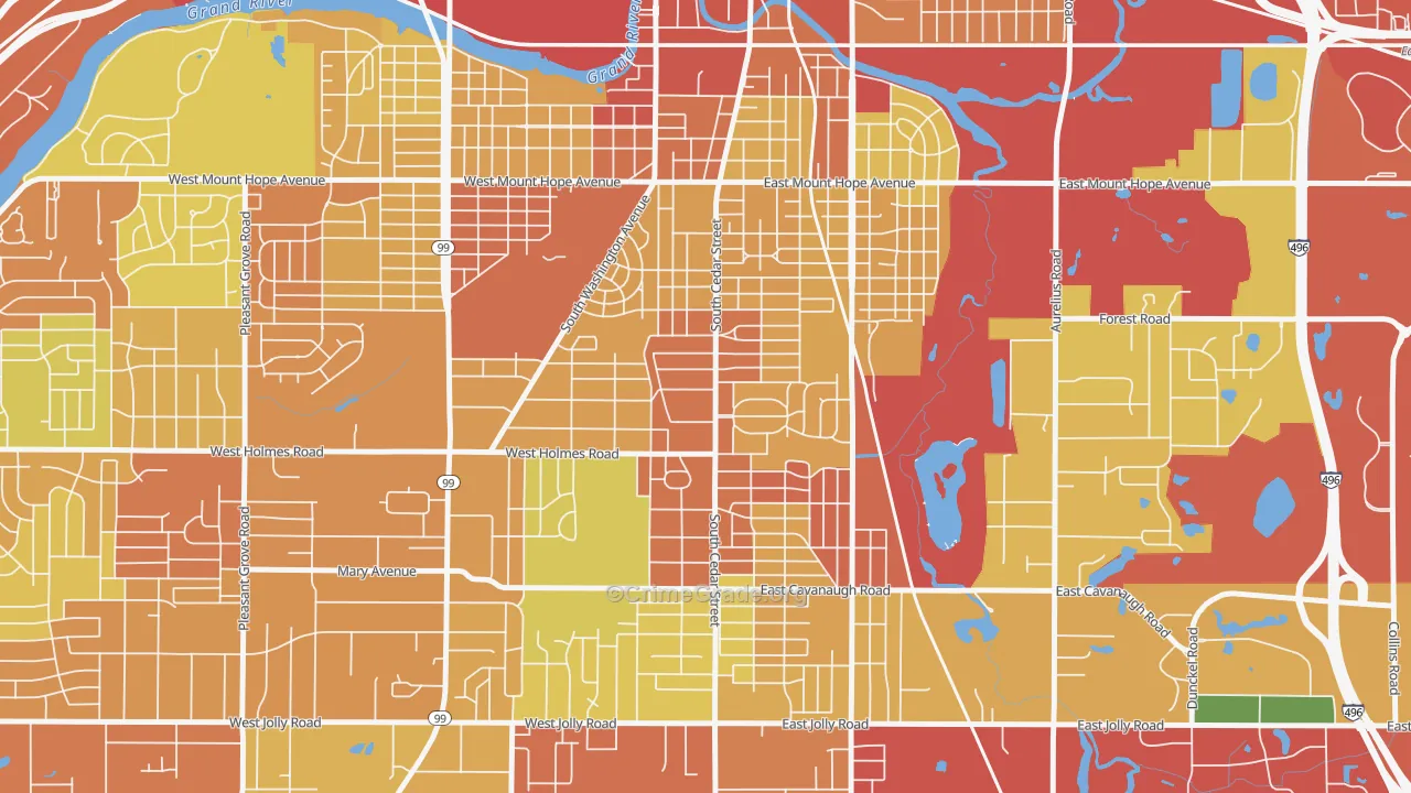Old Everett, Lansing, MI Map of Theft Rates