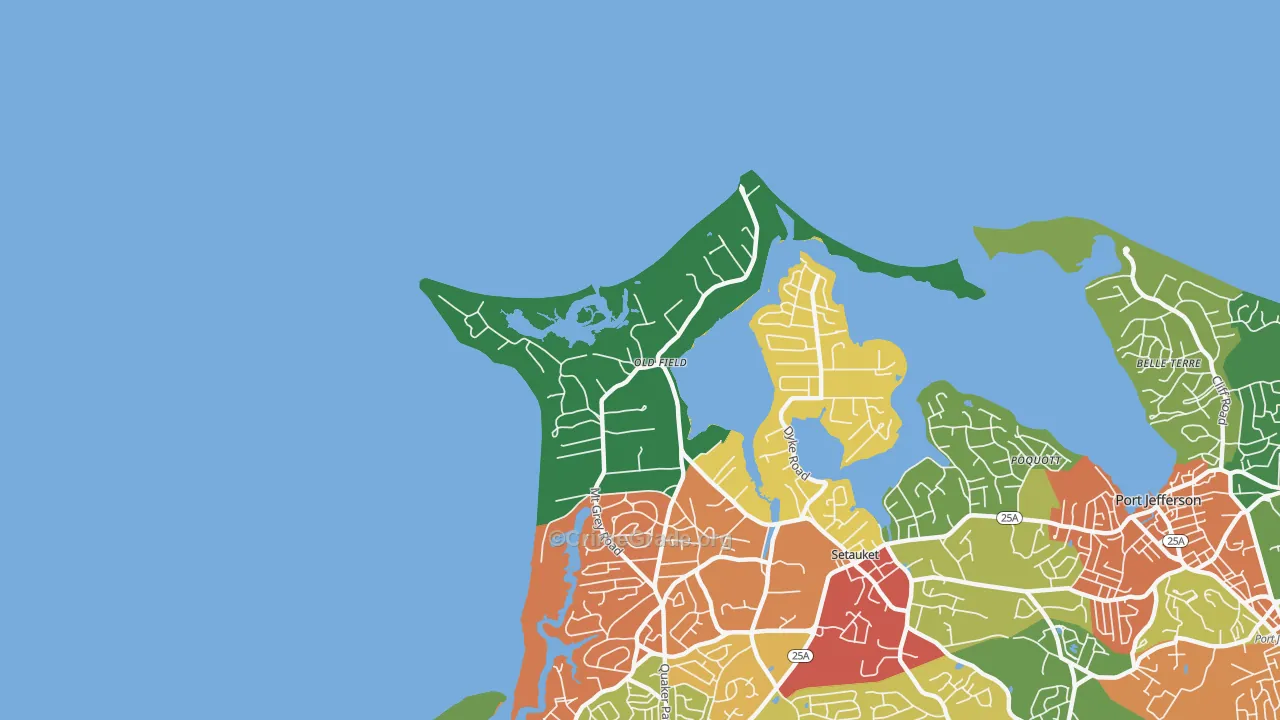 Old Field, NY Map of Theft Rates