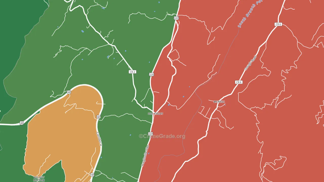 Old Fields, WV Map of Theft Rates