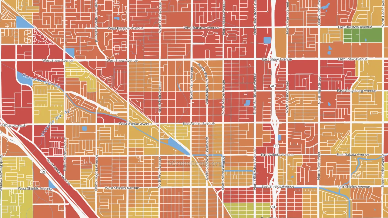 Old Fig Garden, CA Map of Theft Rates
