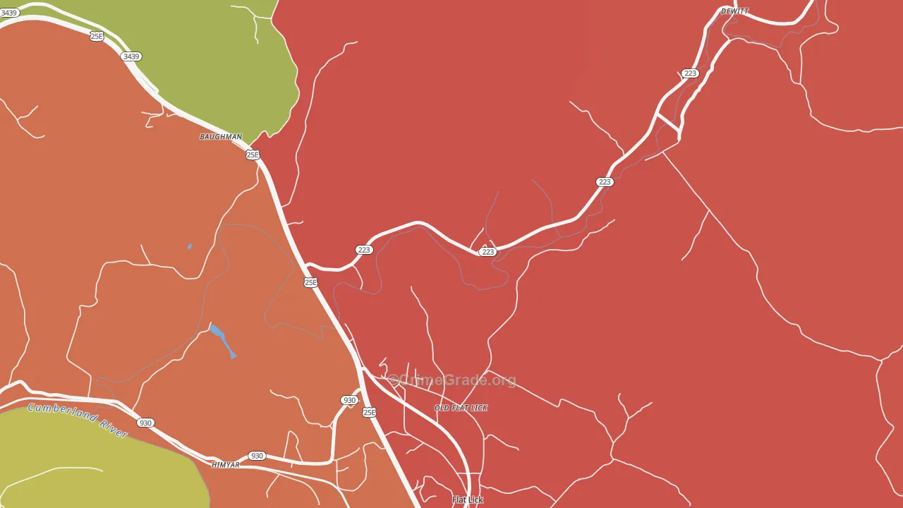Old Flat Lick, KY Map of Theft Rates