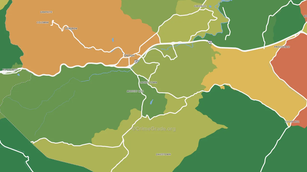 Old Fort, NC Map of Theft Rates