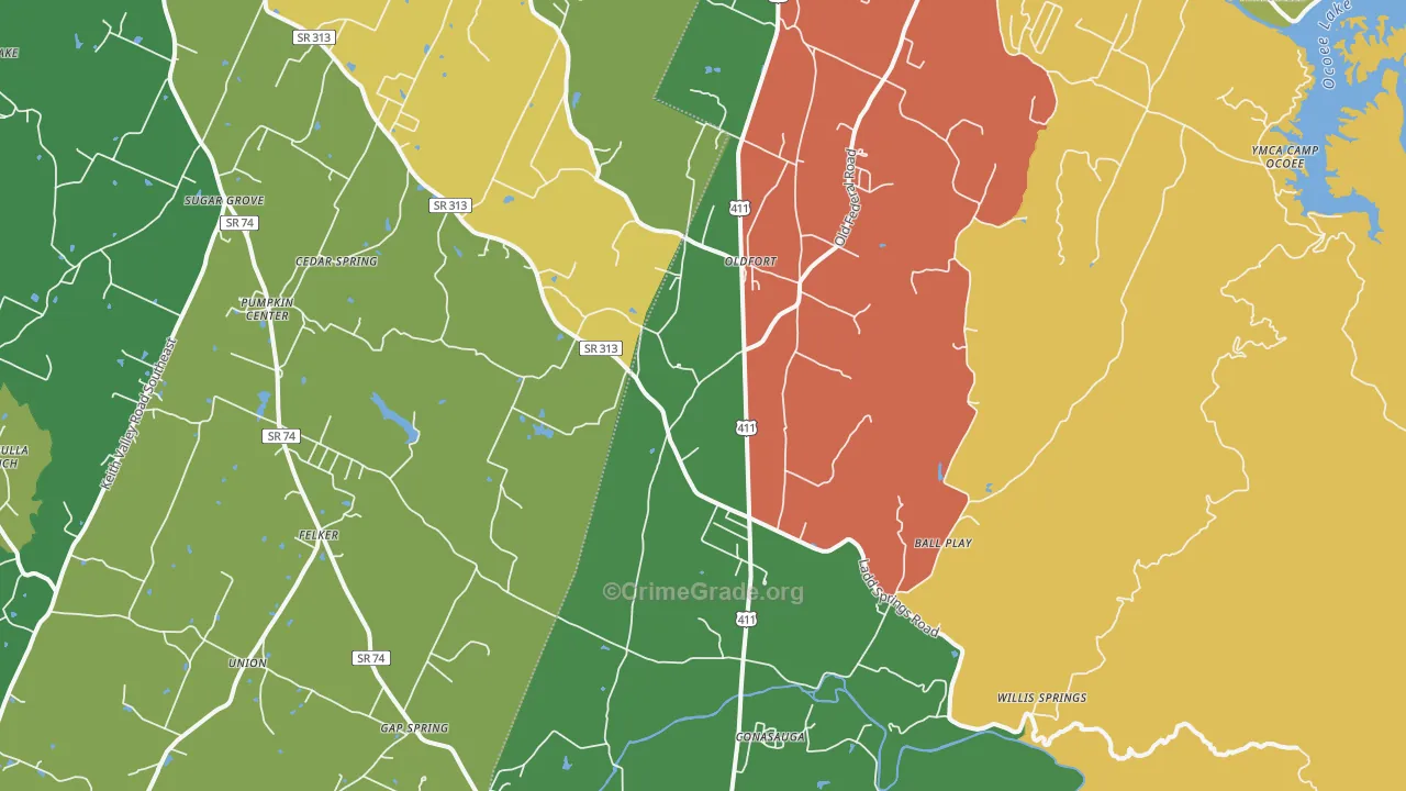 Old Fort, TN Map of Theft Rates