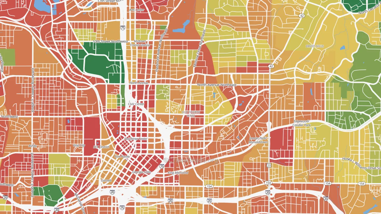 Old Fourth Ward, Atlanta, GA Map of Theft Rates