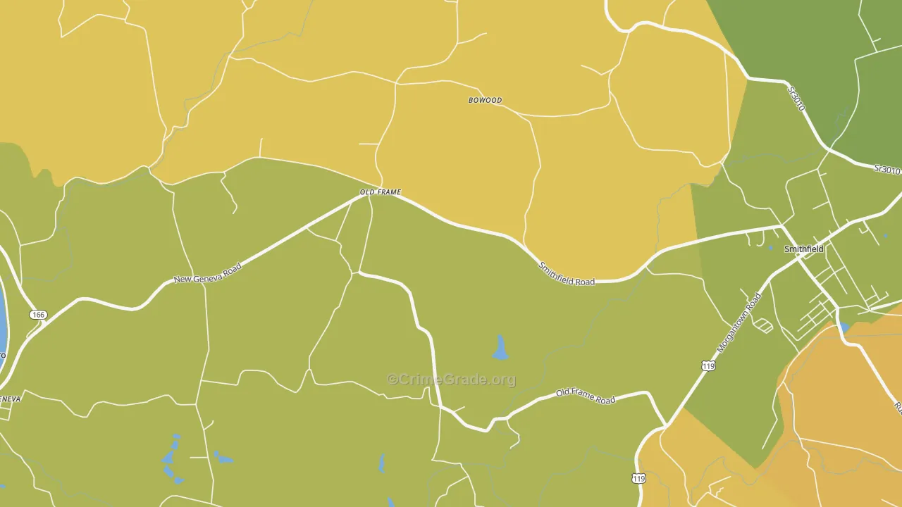 Old Frame, PA Map of Theft Rates