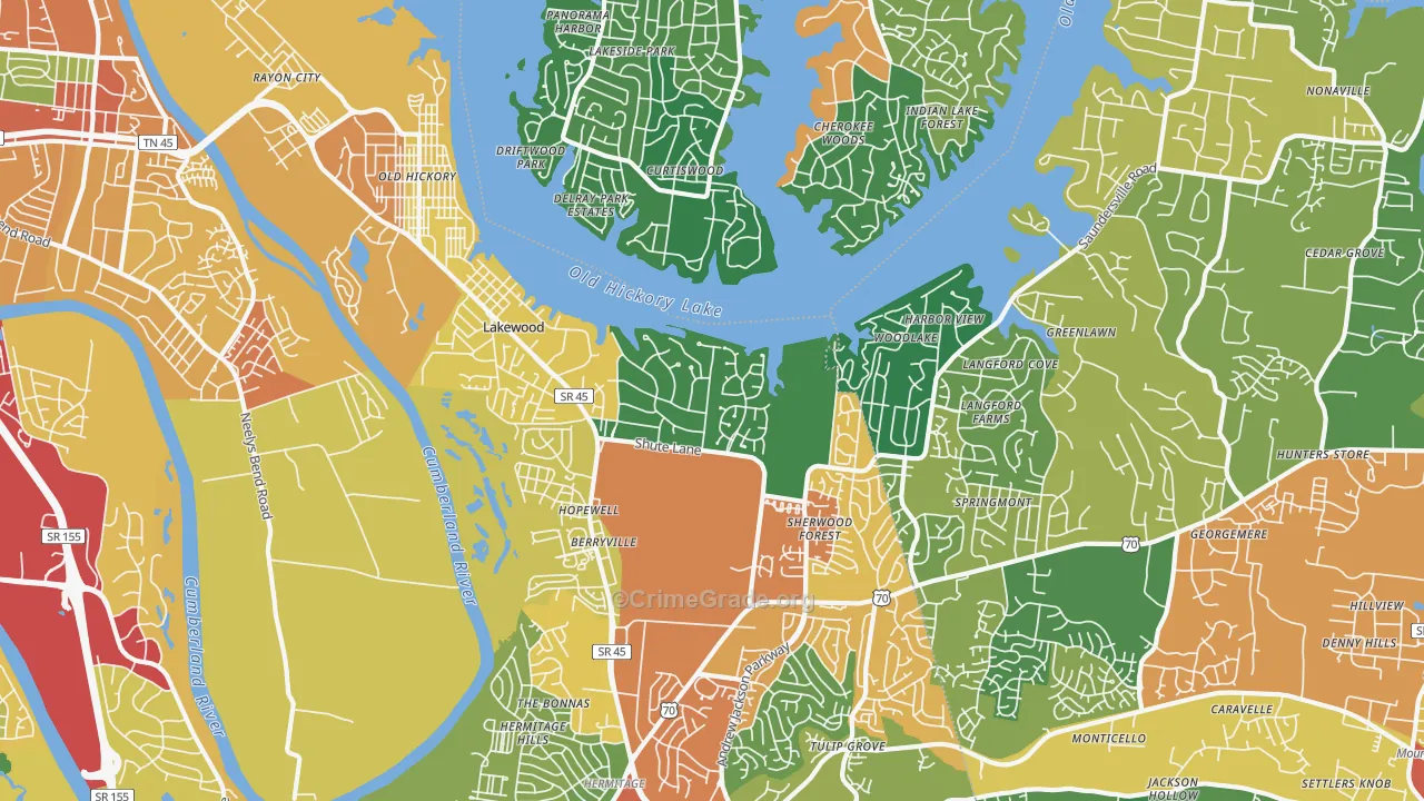 Old Hickory, TN Map of Theft Rates