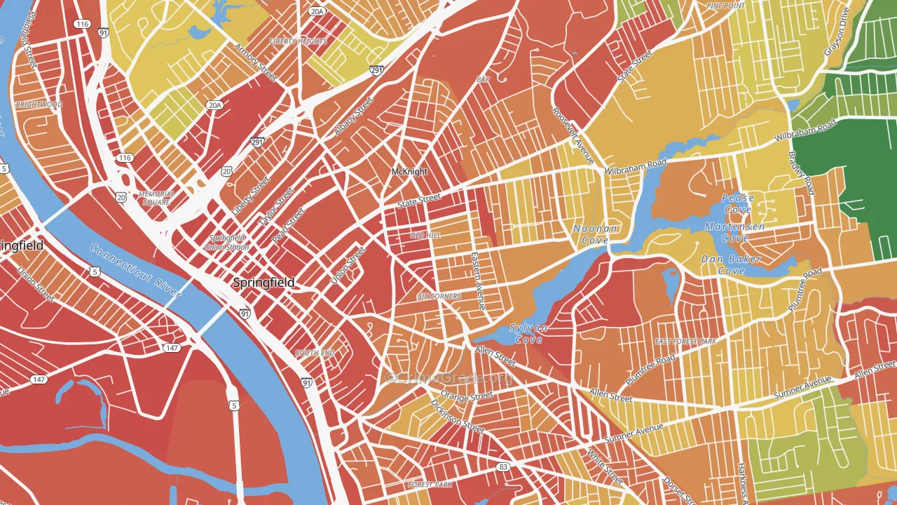 Old Hill, Springfield, MA Map of Theft Rates