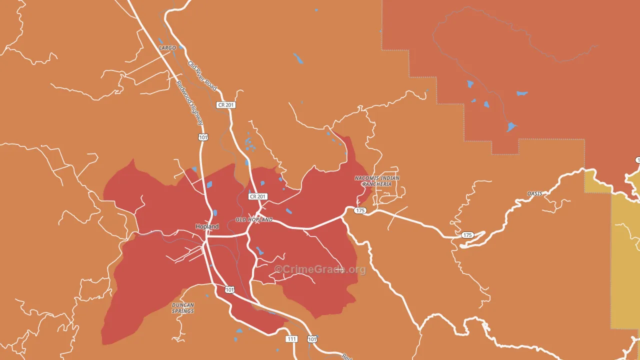 Old Hopland, CA Map of Theft Rates