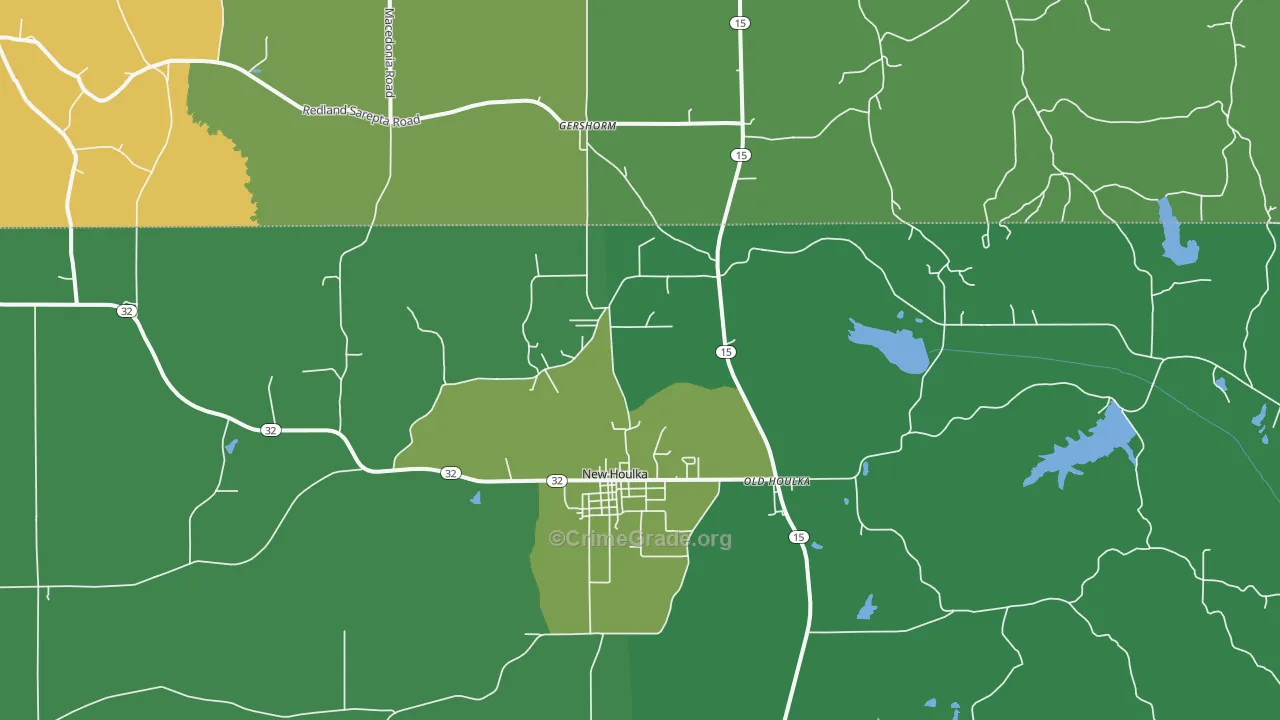 Old Houlka, MS Map of Theft Rates