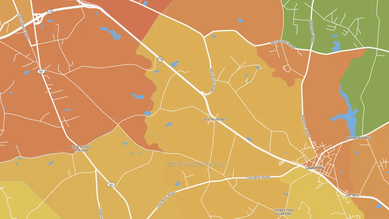 Old Hundred, NC Map of Theft Rates
