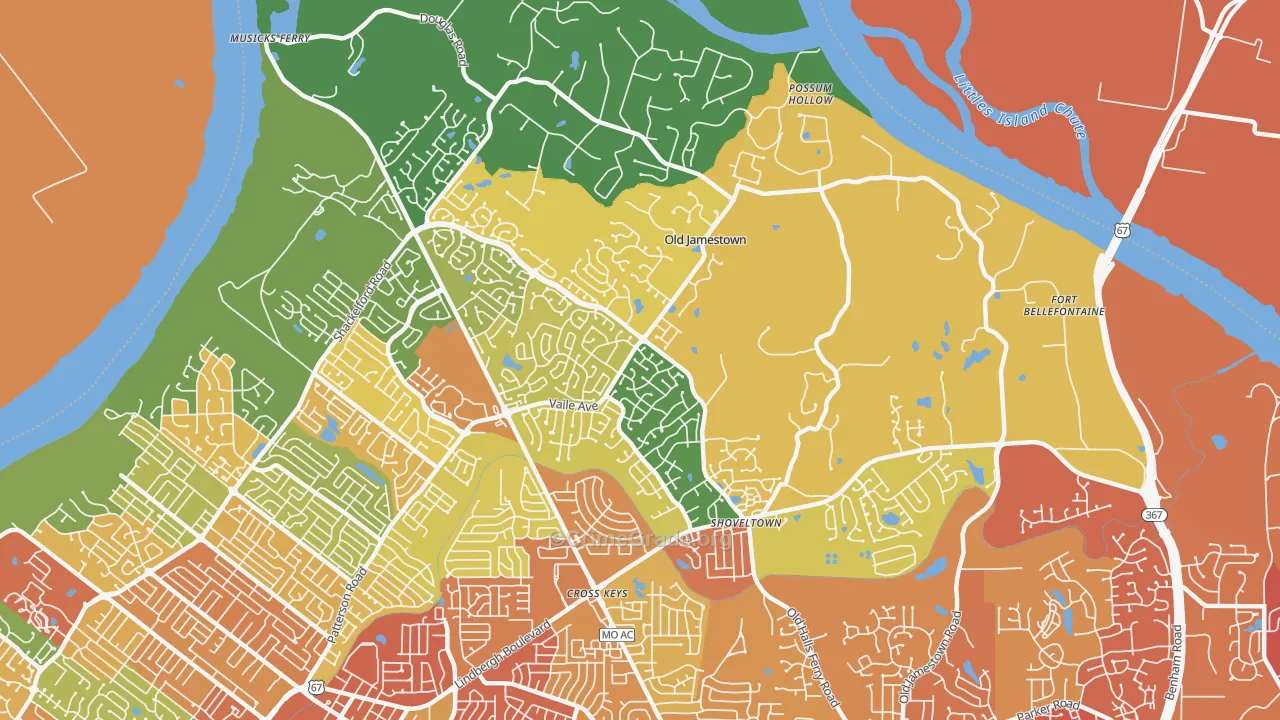 Old Jamestown, MO Map of Theft Rates