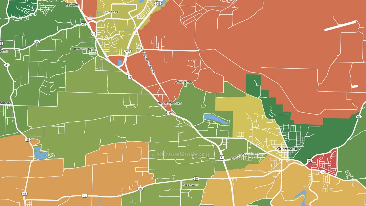 Old Jenny Lind, AR Map of Theft Rates