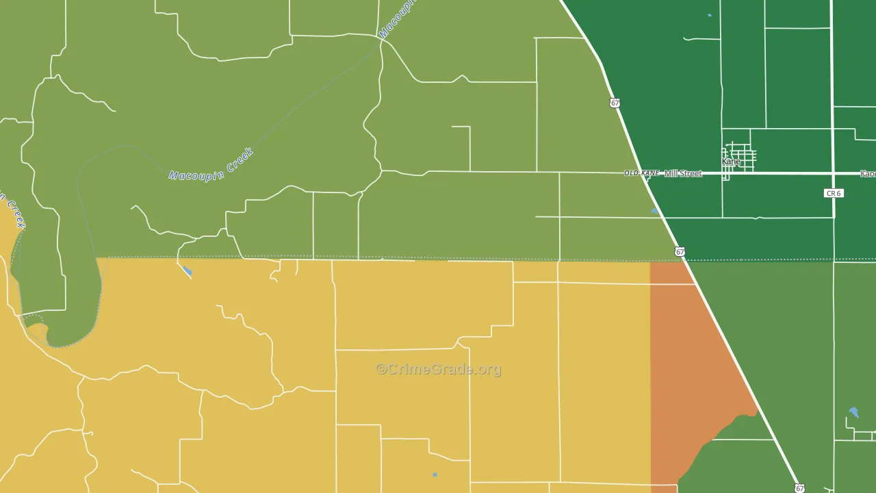 Old Kane, IL Map of Theft Rates