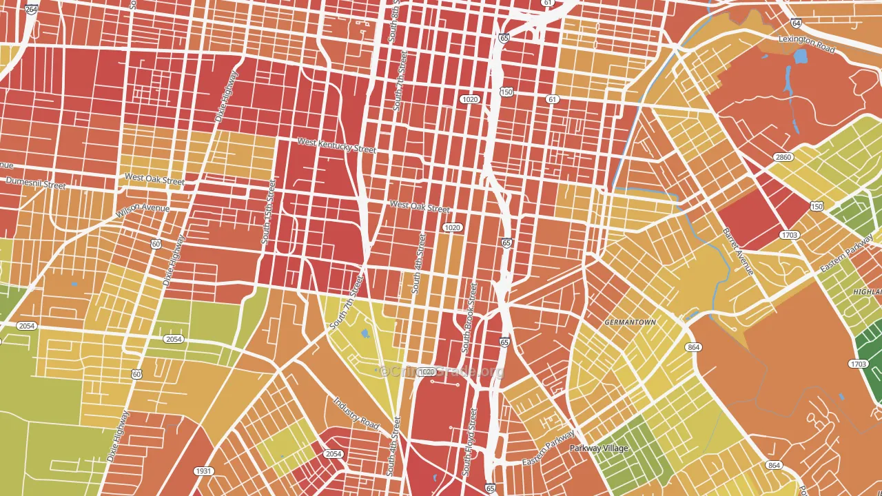 Old Louisville, Louisville, KY Map of Theft Rates