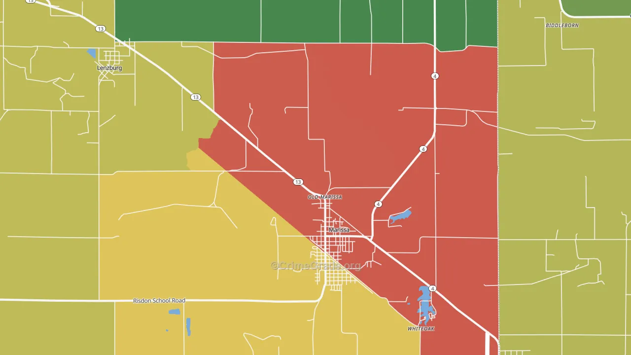 Old Marissa, IL Map of Theft Rates