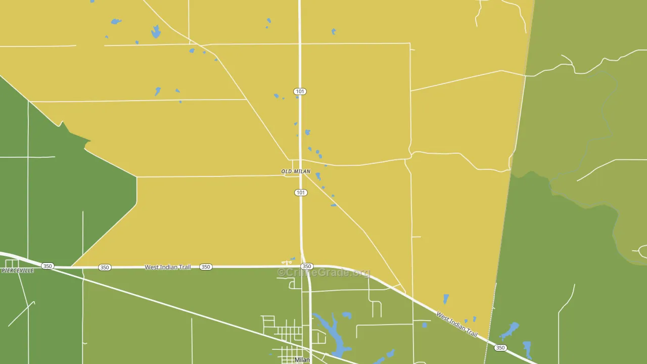 Old Milan, IN Map of Theft Rates