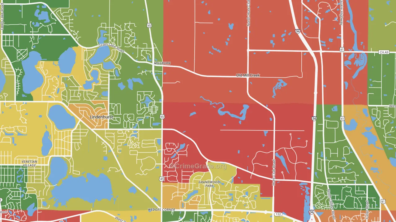 Old Mill Creek, IL Map of Theft Rates