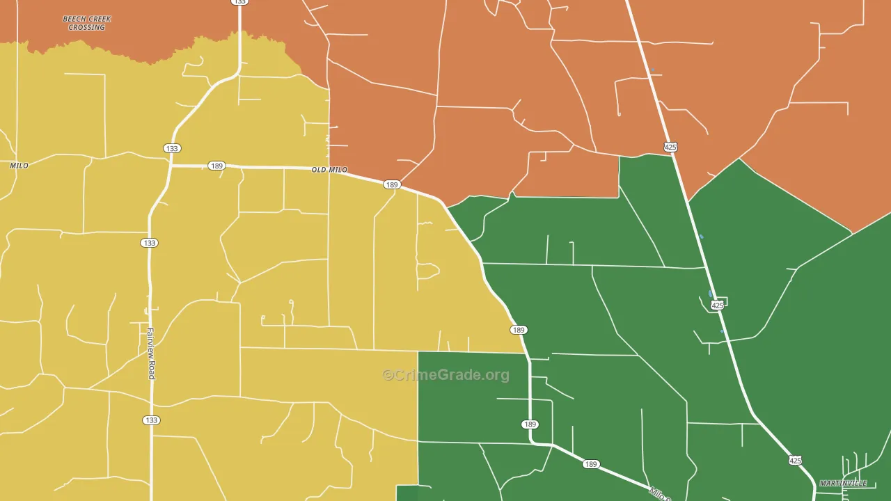 Old Milo, AR Map of Theft Rates