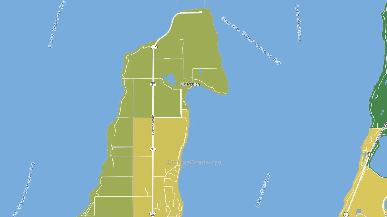 Old Mission, MI Map of Theft Rates