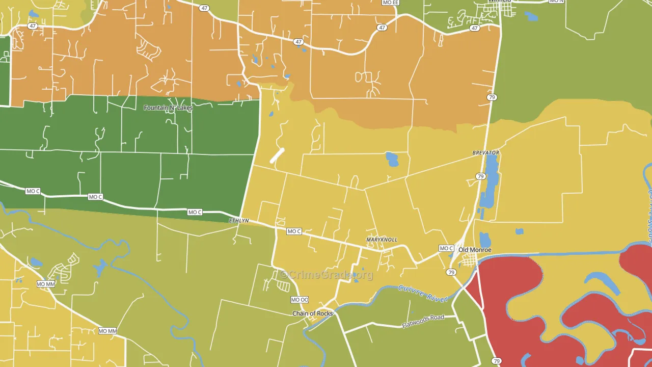 Old Monroe, MO Map of Theft Rates