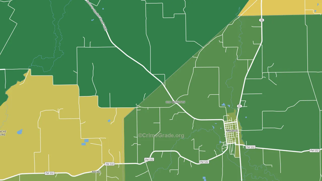 Old Moulton, TX Map of Theft Rates