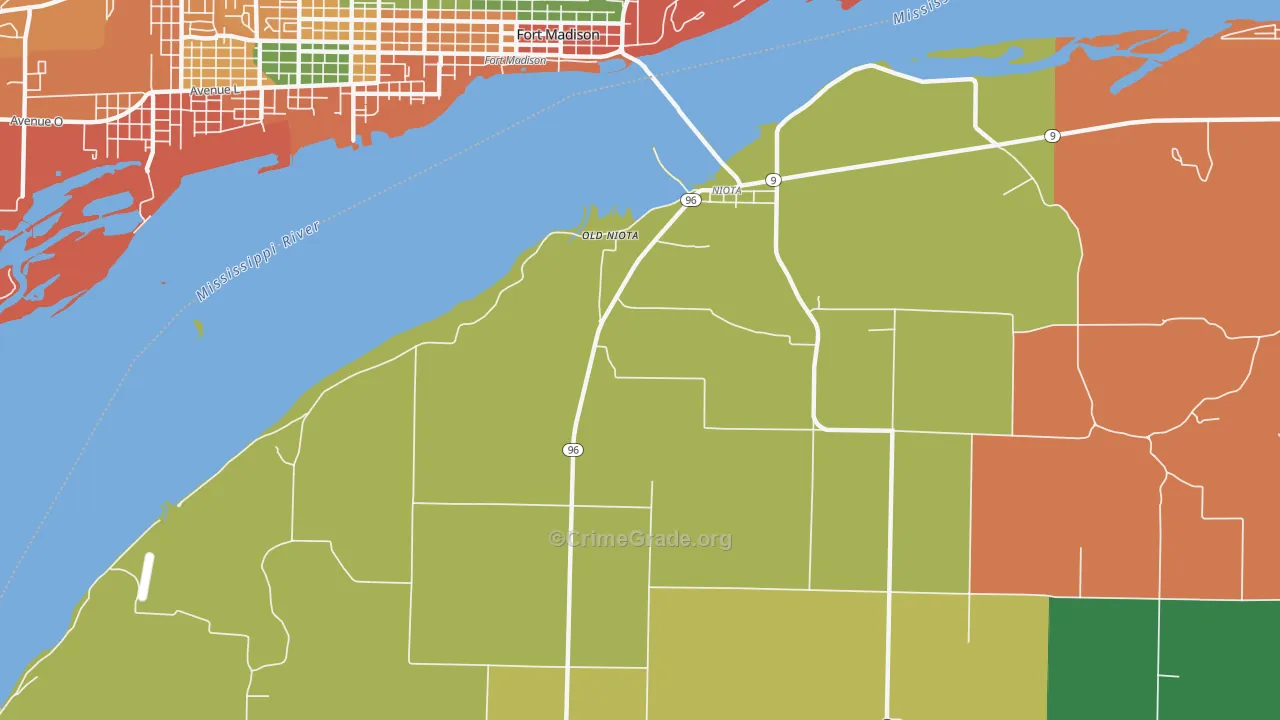 Old Niota, IL Map of Theft Rates