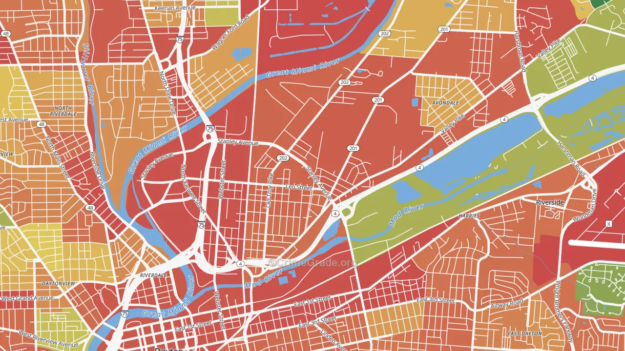 Old North Dayton, Dayton, OH Map of Theft Rates