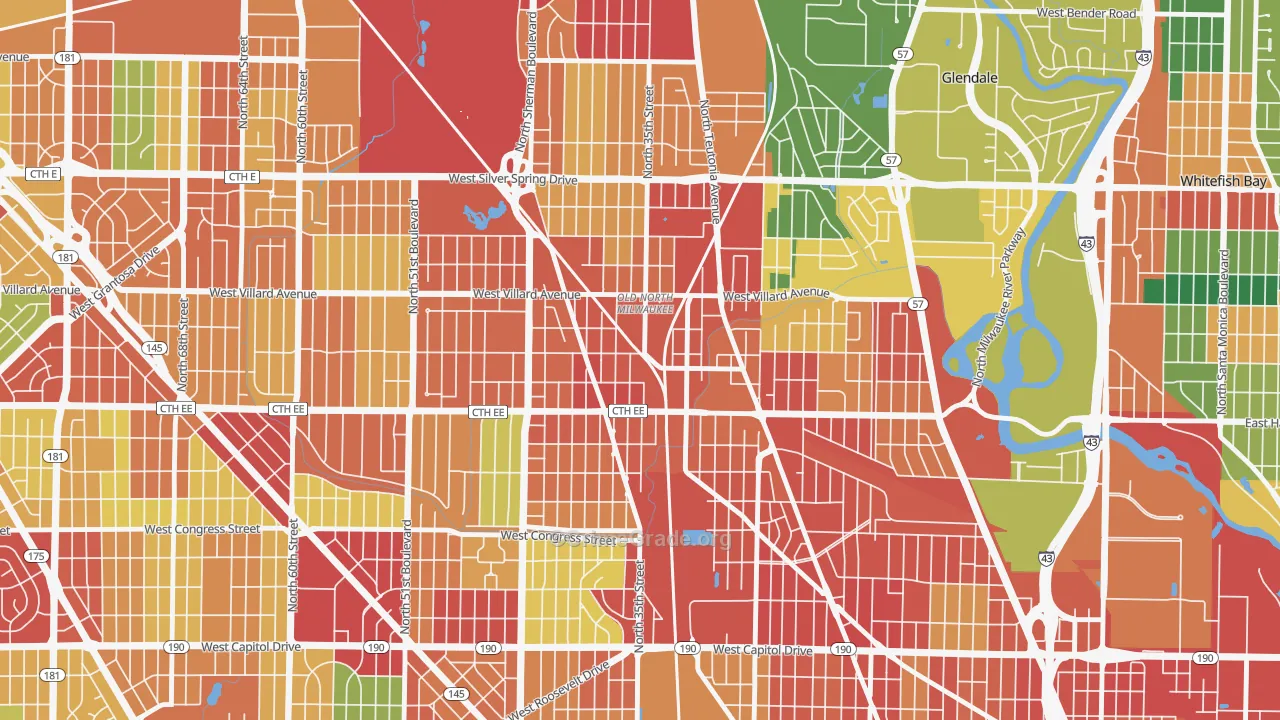 Old North Milwaukee, Milwaukee, WI Map of Theft Rates