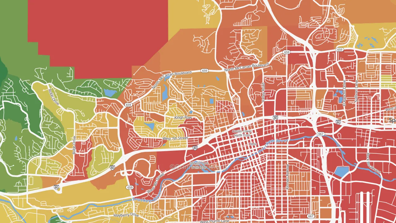 Old Northwest-West University, Reno, NV Map of Theft Rates