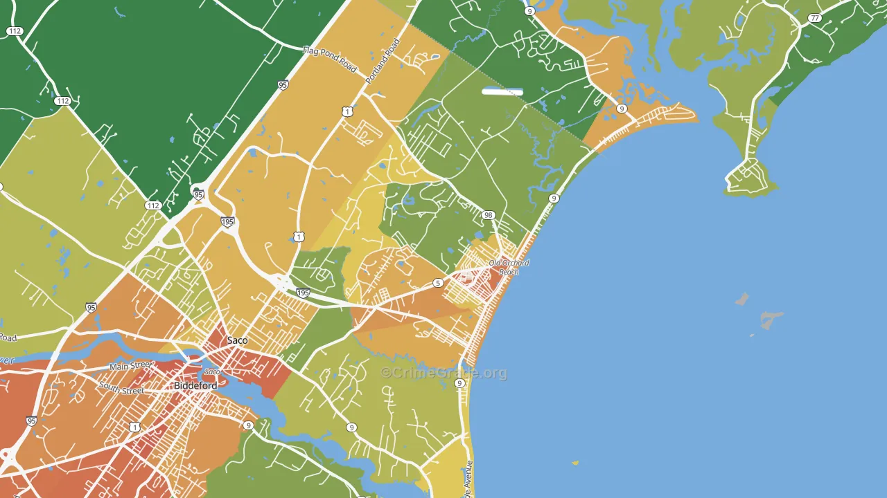 Old Orchard Beach, ME Map of Theft Rates
