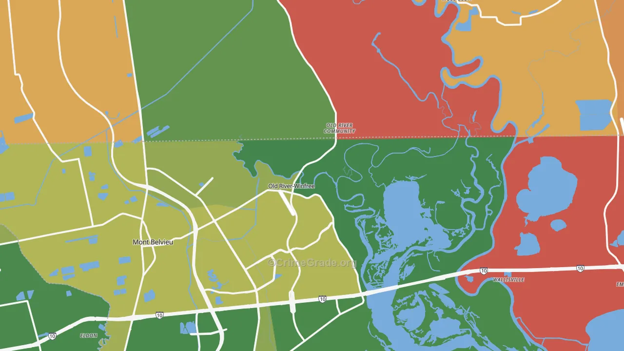 Old River-Winfree, TX Map of Theft Rates