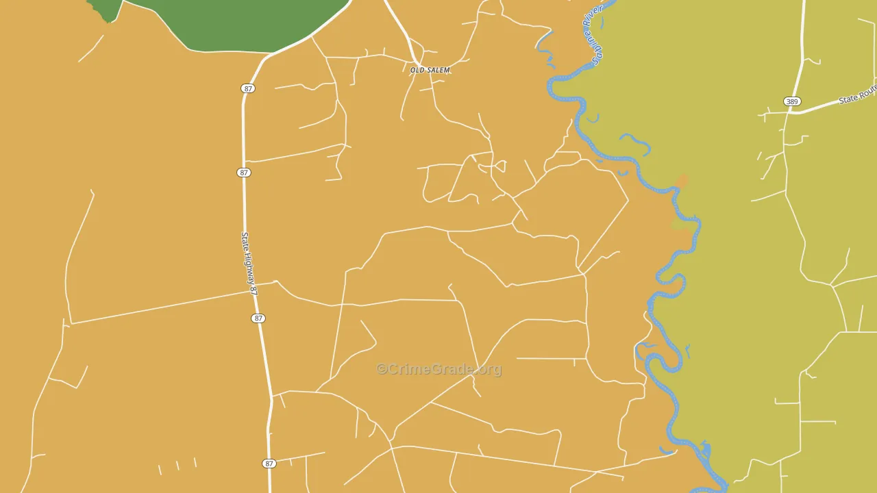 Old Salem, TX Map of Theft Rates