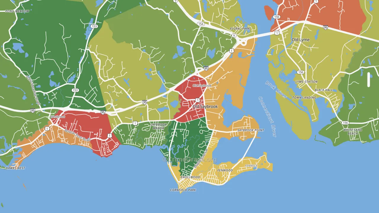 Old Saybrook, CT Map of Theft Rates