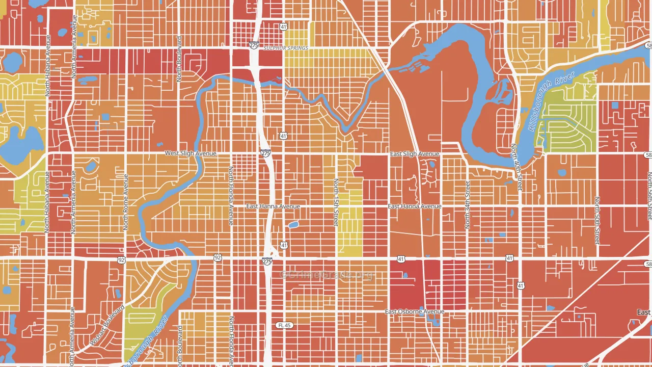 Old Seminol Heights, Tampa, FL Map of Theft Rates