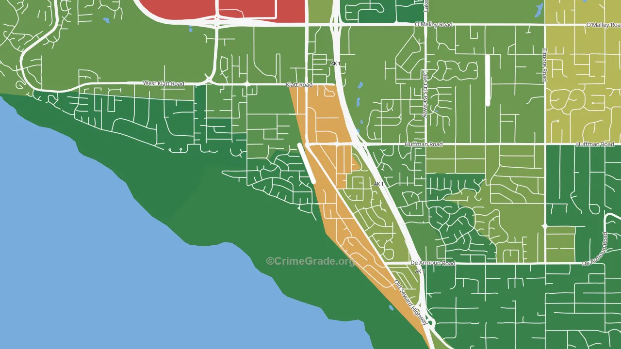 Old Seward-Oceanview, Anchorage, AK Map of Theft Rates