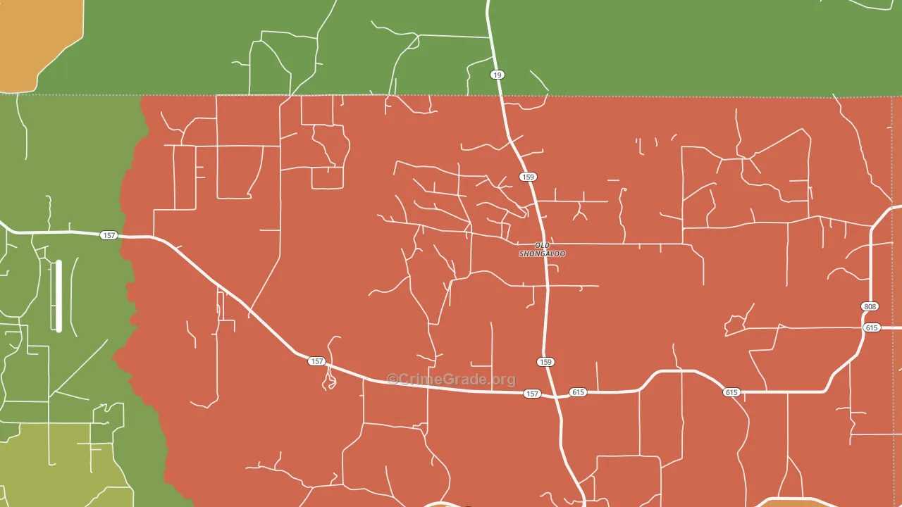 Old Shongaloo, LA Map of Theft Rates