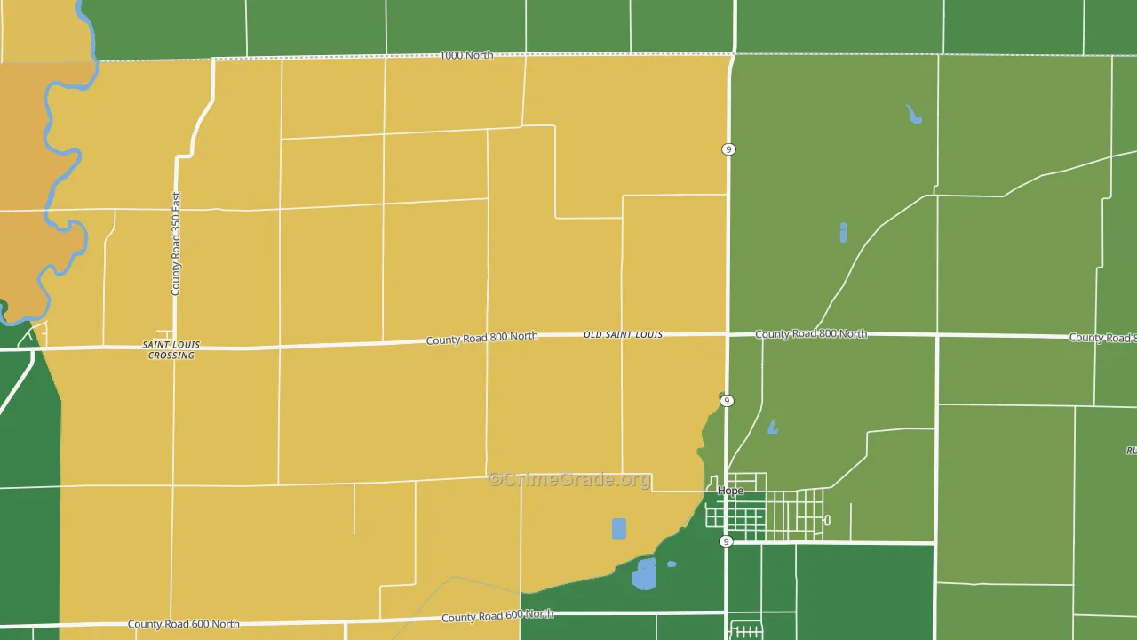 Old St. Louis, IN Map of Theft Rates