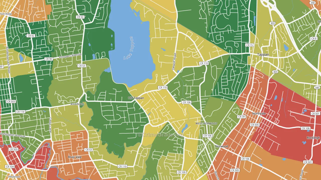 Old Tappan, NJ Map of Theft Rates