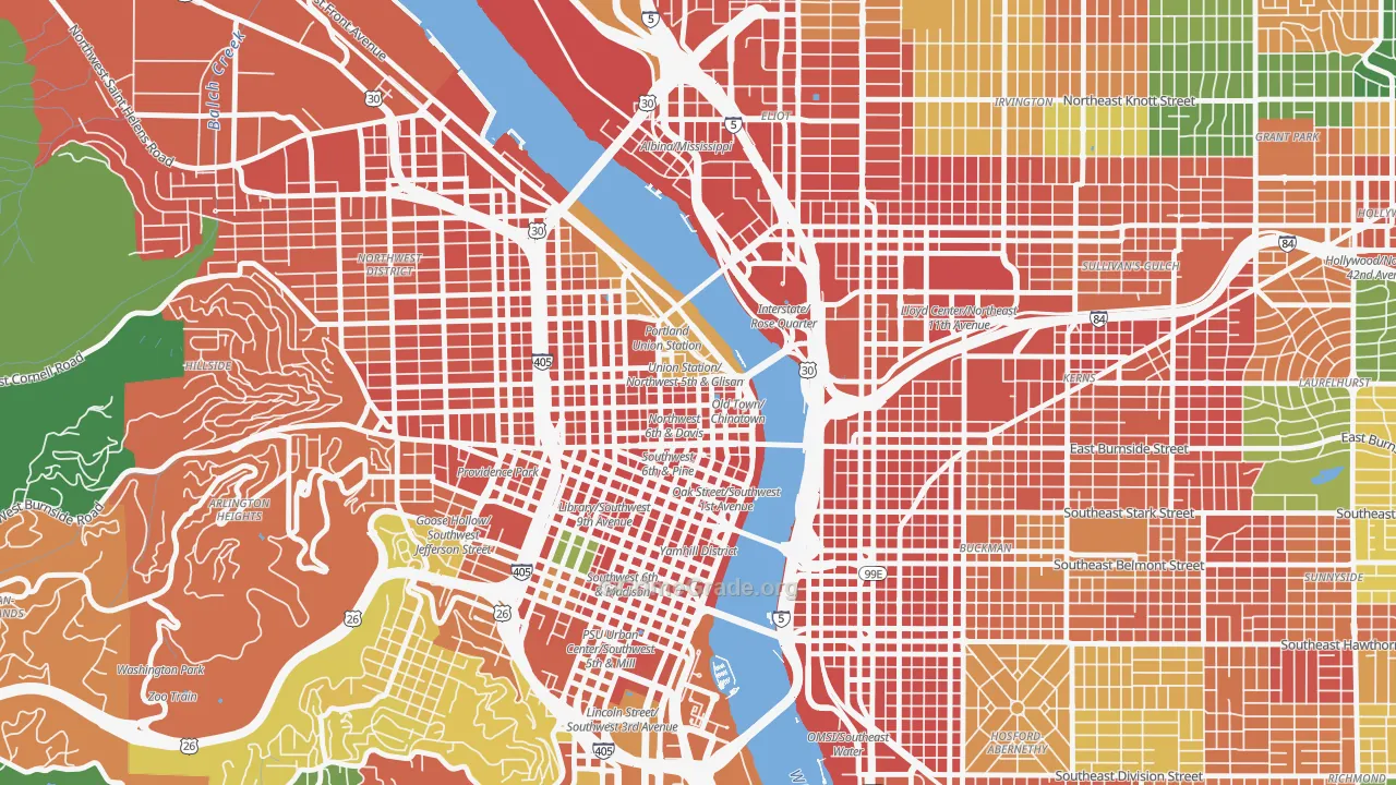 Old Town-Chinatown, Portland, OR Map of Theft Rates