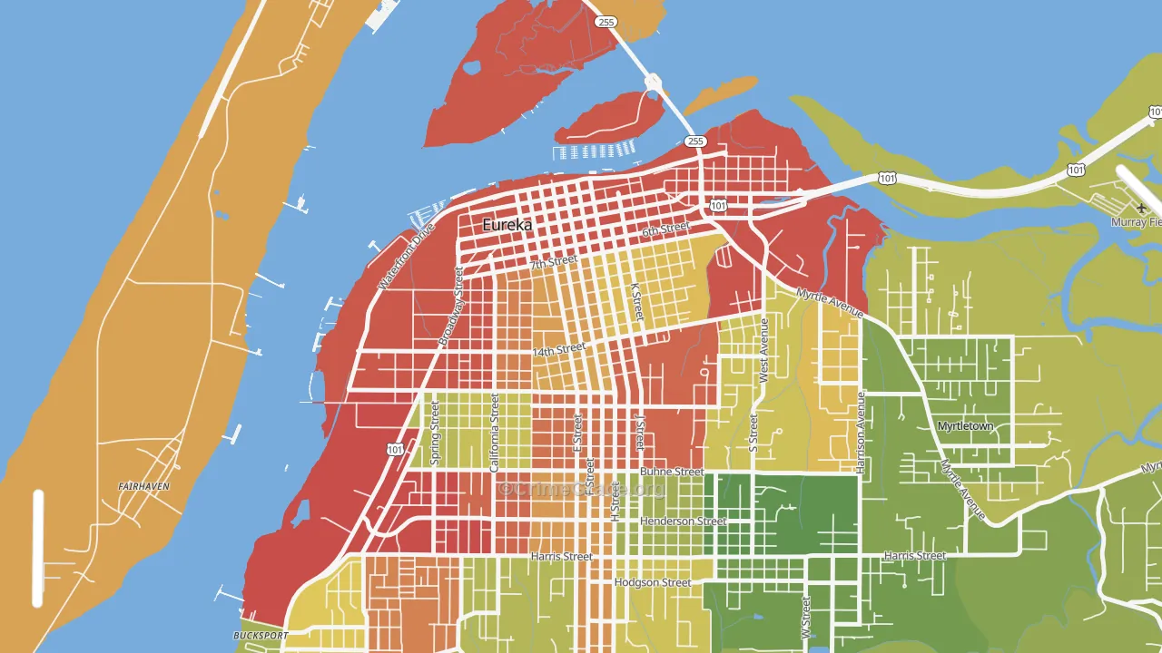 Old Town, Eureka, CA Map of Theft Rates