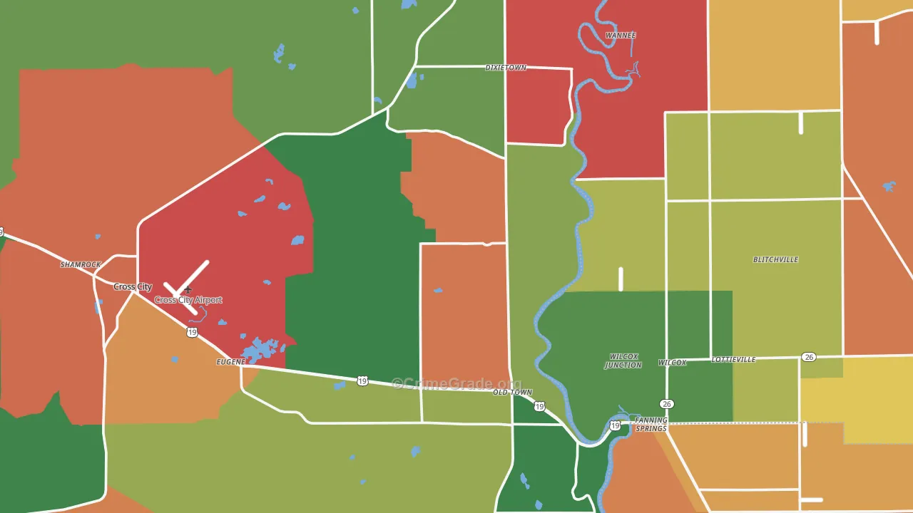 Old Town, FL Map of Theft Rates